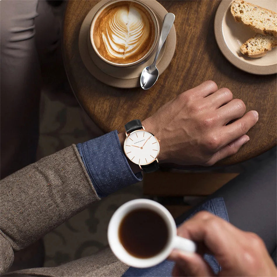 Rose Gold Dial Leather Wristwatch Dukes Boys