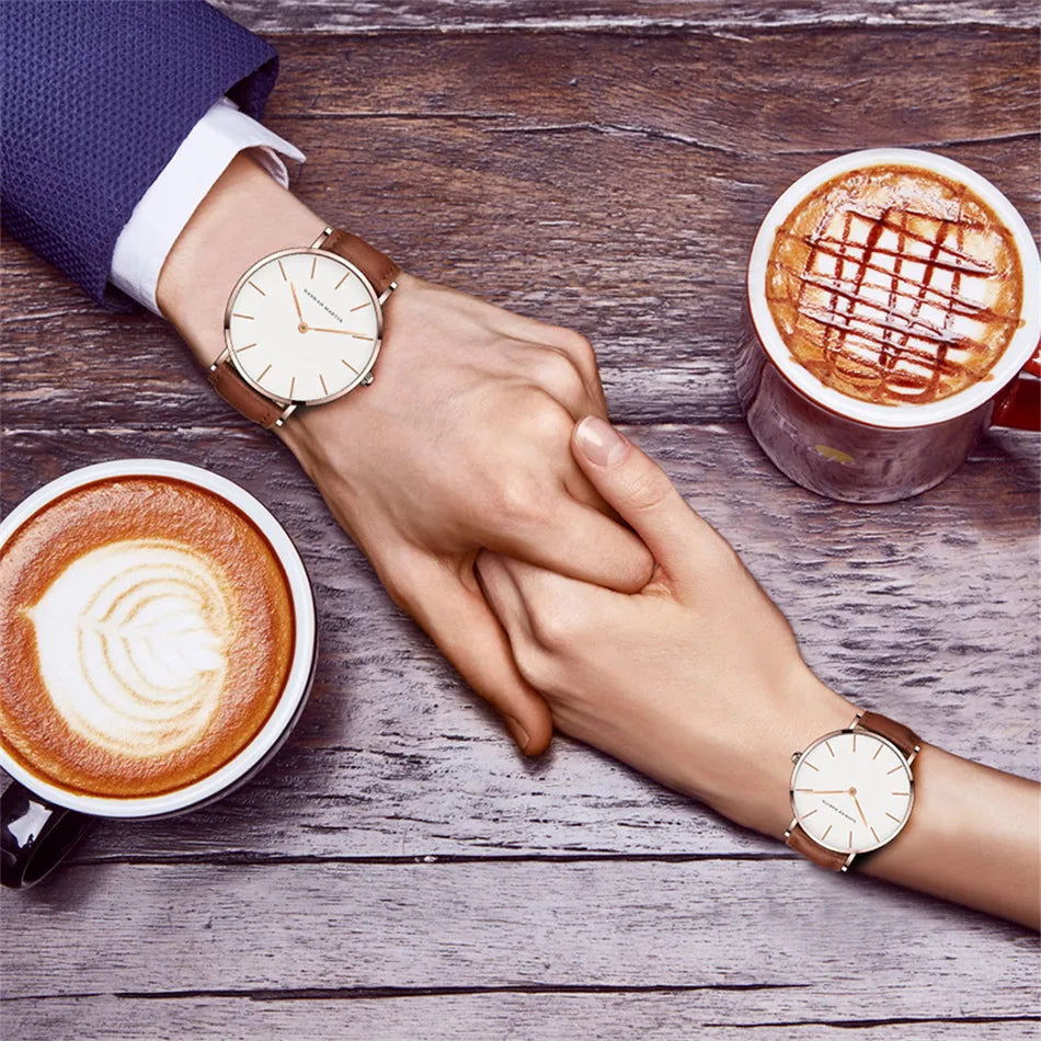 Rose Gold Dial Leather Wristwatch Dukes Boys