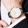 Rose Gold Dial Leather Wristwatch Dukes Boys