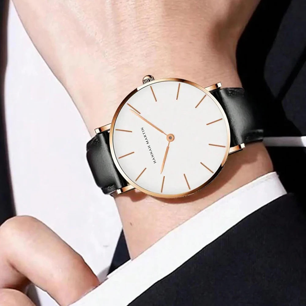 Rose Gold Dial Leather Wristwatch Dukes Boys
