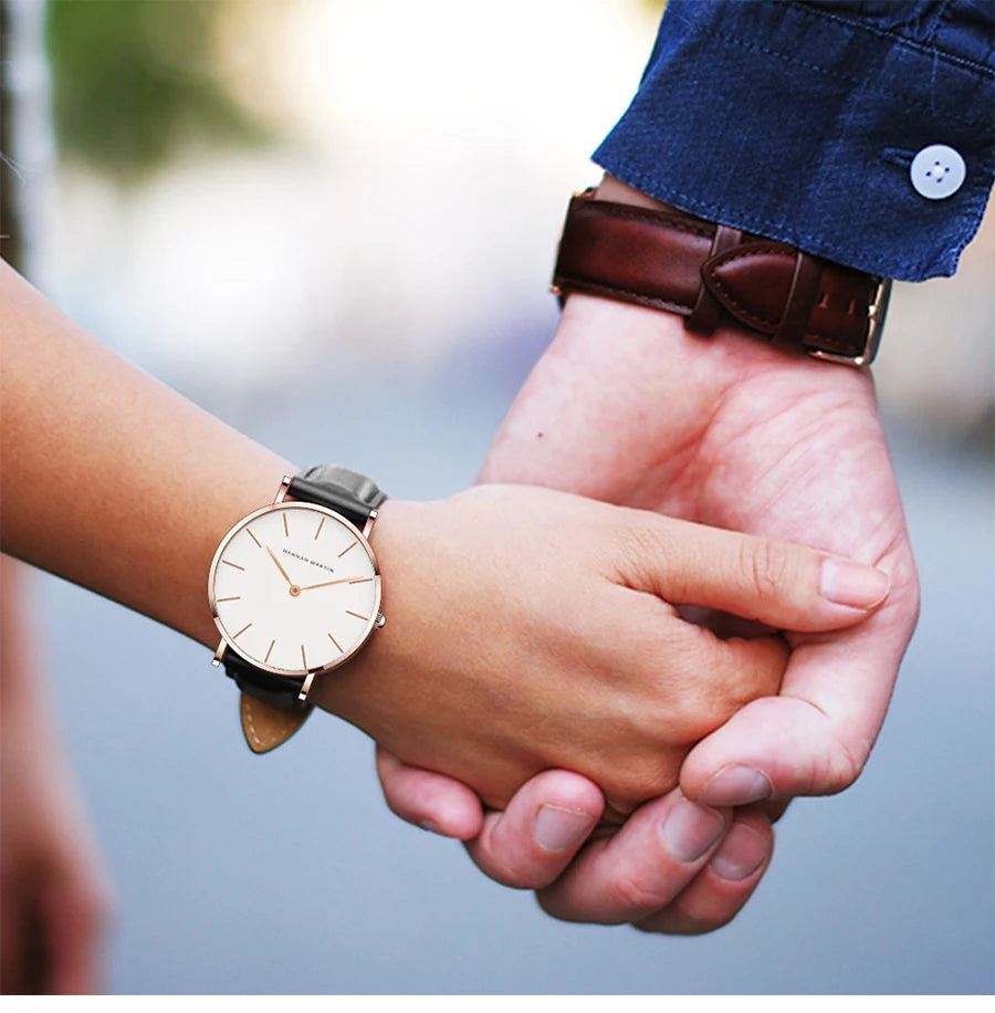 Rose Gold Dial Leather Wristwatch Dukes Boys