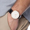 Rose Gold Dial Leather Wristwatch Dukes Boys