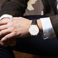 Rose Gold Dial Leather Wristwatch Dukes Boys